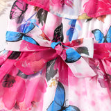 Toddler Girl Allover Butterfly Print Ruffle Strappy Belted Dress