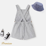 Toddler Girl/Boy Anchor Embroidered Patch Pocket Striped Overall Shorts