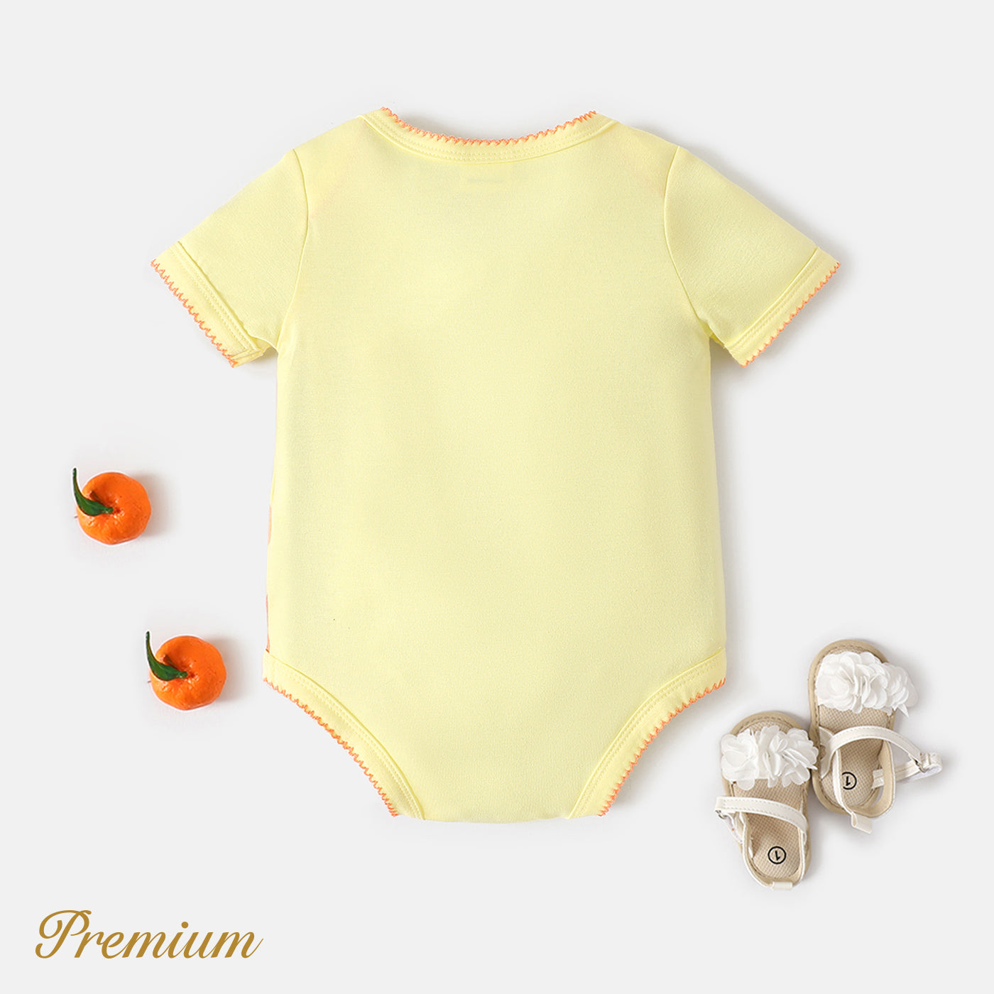 Baby Girl Orange Print Short-sleeve Bodysuit