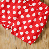 2pcs Toddler Girl Polka Dots Bow Front Flutter-sleeve Cotton Camisole and Shorts Set