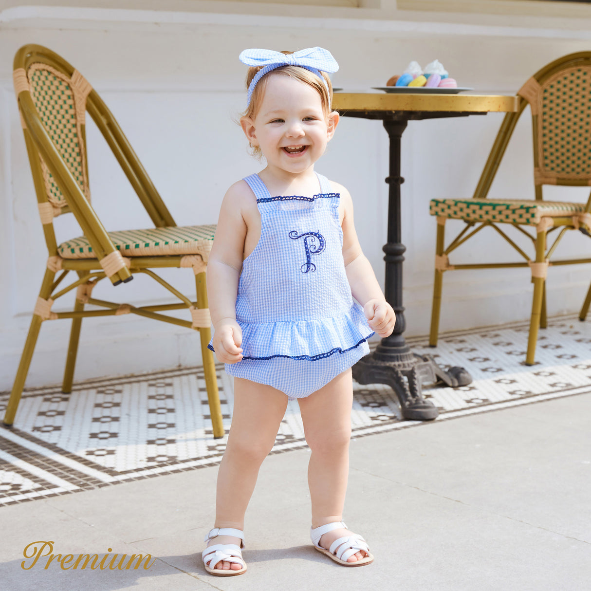 Baby Girl Ruffle Hem Plaid Cami Bodysuit
