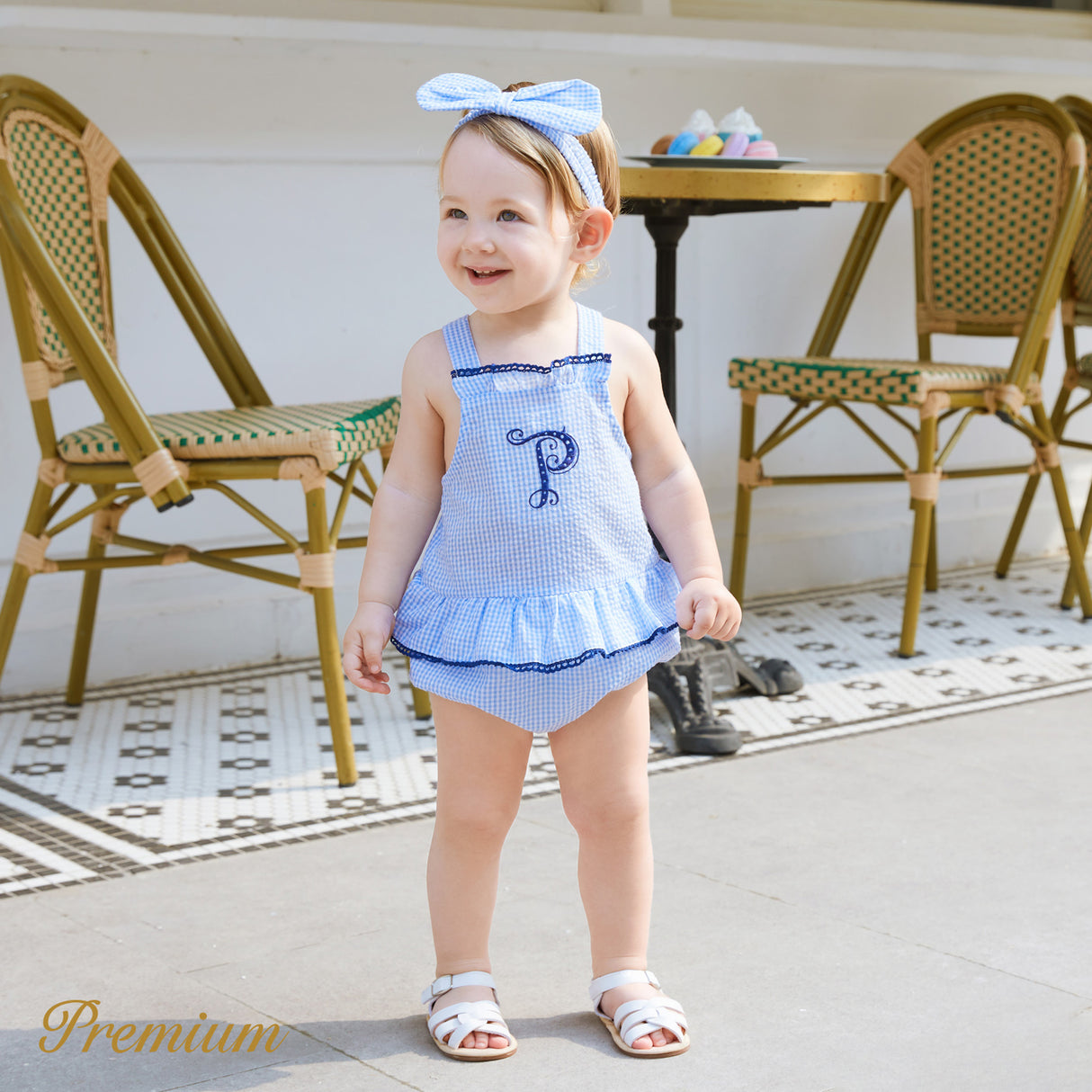Baby Girl Ruffle Hem Plaid Cami Bodysuit