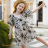 Kid Girl Sketch Floral Graphic Short-sleeve Smocked Dress