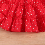 Baby Girl Bow Decor Rabbit Print Polka Dots Ruffle Dress