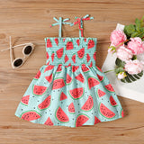 Baby Girl Allover Watermelon Print Smocked Bow Slip Dress