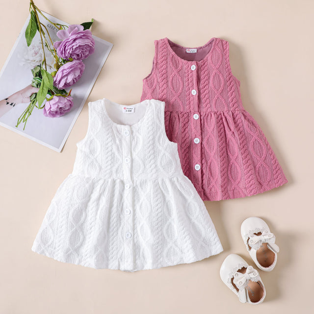 Baby Girl Cable Knit Button Up Tank Dress