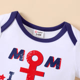 Independence Day Baby Girl/Boy Anchor & Letter Print Short-sleeve Bodysuit