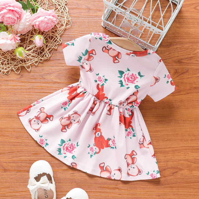 Baby Girl Floral & Animal Print Short-sleeve Dress