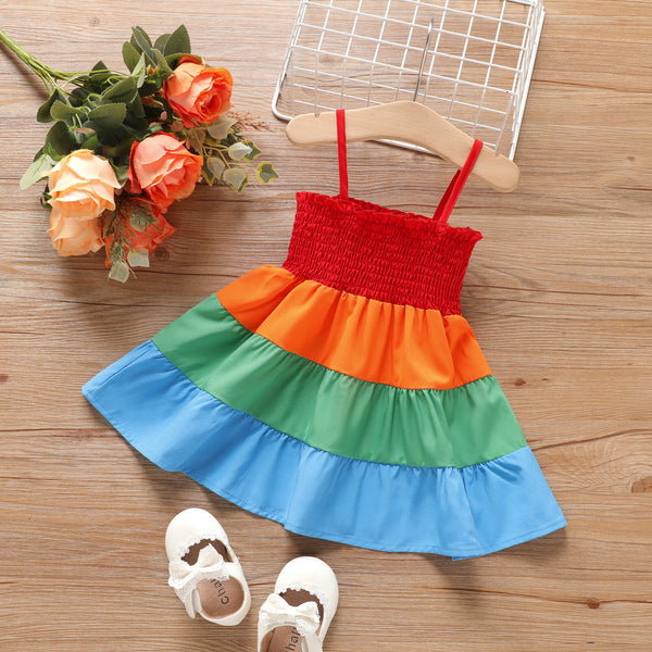 Baby Girl Color Block Smocked Slip Dress