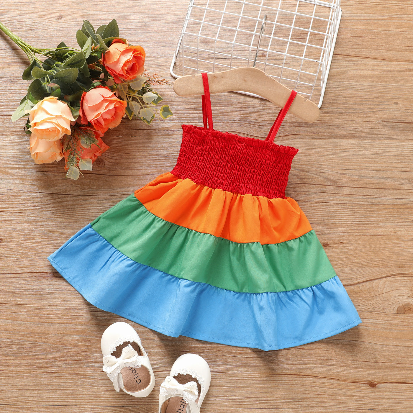 Baby Girl Color Block Smocked Slip Dress