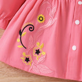 100% Cotton Baby Girl Butterfly Graphic Floral Embroidered Button Up Coat