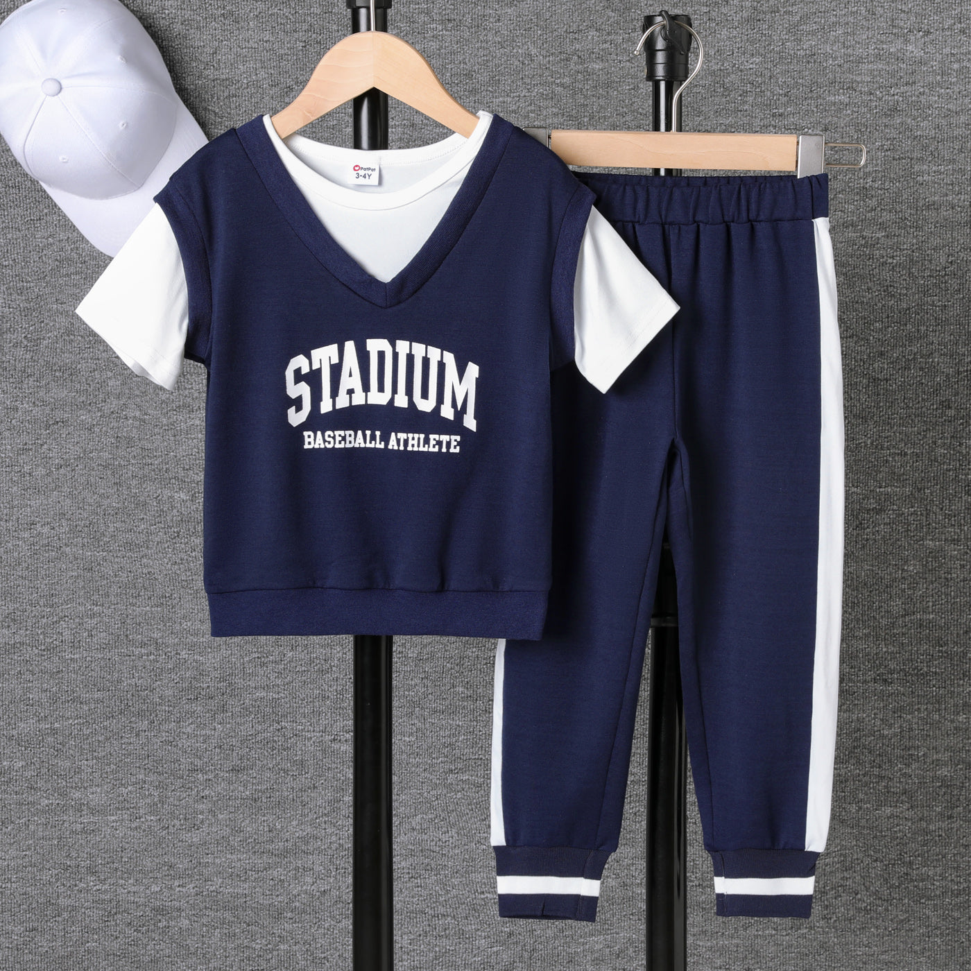 2pcs Toddler Boy Letters Print 2 In 1 Sports Top and Pants Set