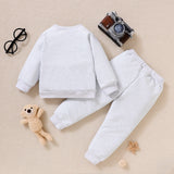 2pcs Toddler Boy Bear Embroidered Pullover Sweatshirt and Pants Set