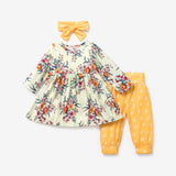 3pcs Floral Allover Long - sleeve Yellow Baby Set - MomYom PK