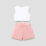 2pcs Kid Girl Tie Knot Sleeveless Tee and Elasticized Paperbag Shorts Set - MomYom PK