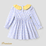 Toddler Girl Elegant Broken Flower Long Sleeve Pattern Dress