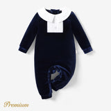 Baby Boy Elegant Lapel Solid Color Jumpsuit