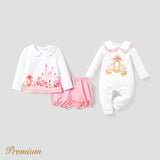 Baby Girl Elegant Cotton Solid Color Jumpsuit with Lapel