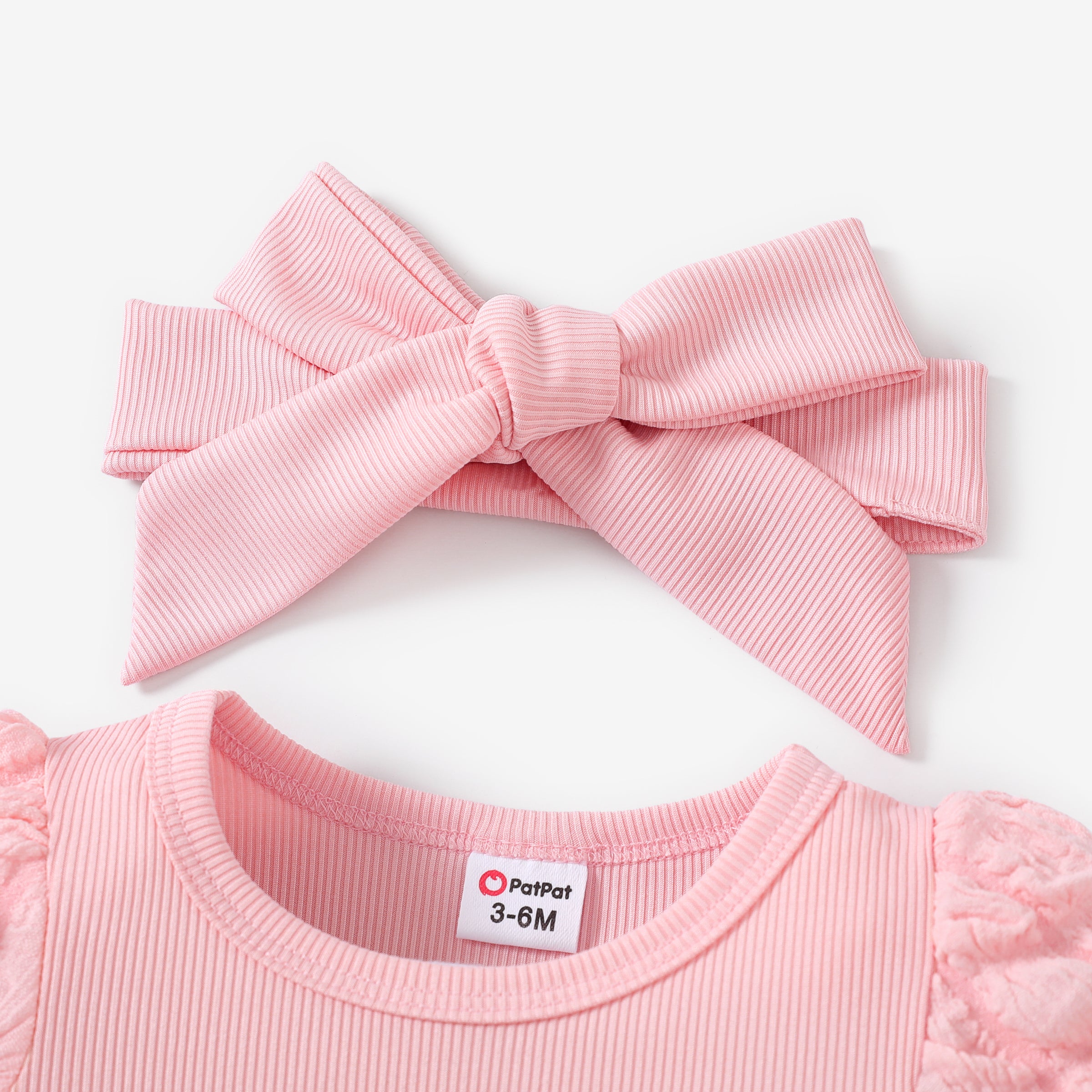 Baby Girl Sweet Puff Sleeve Bow Romper