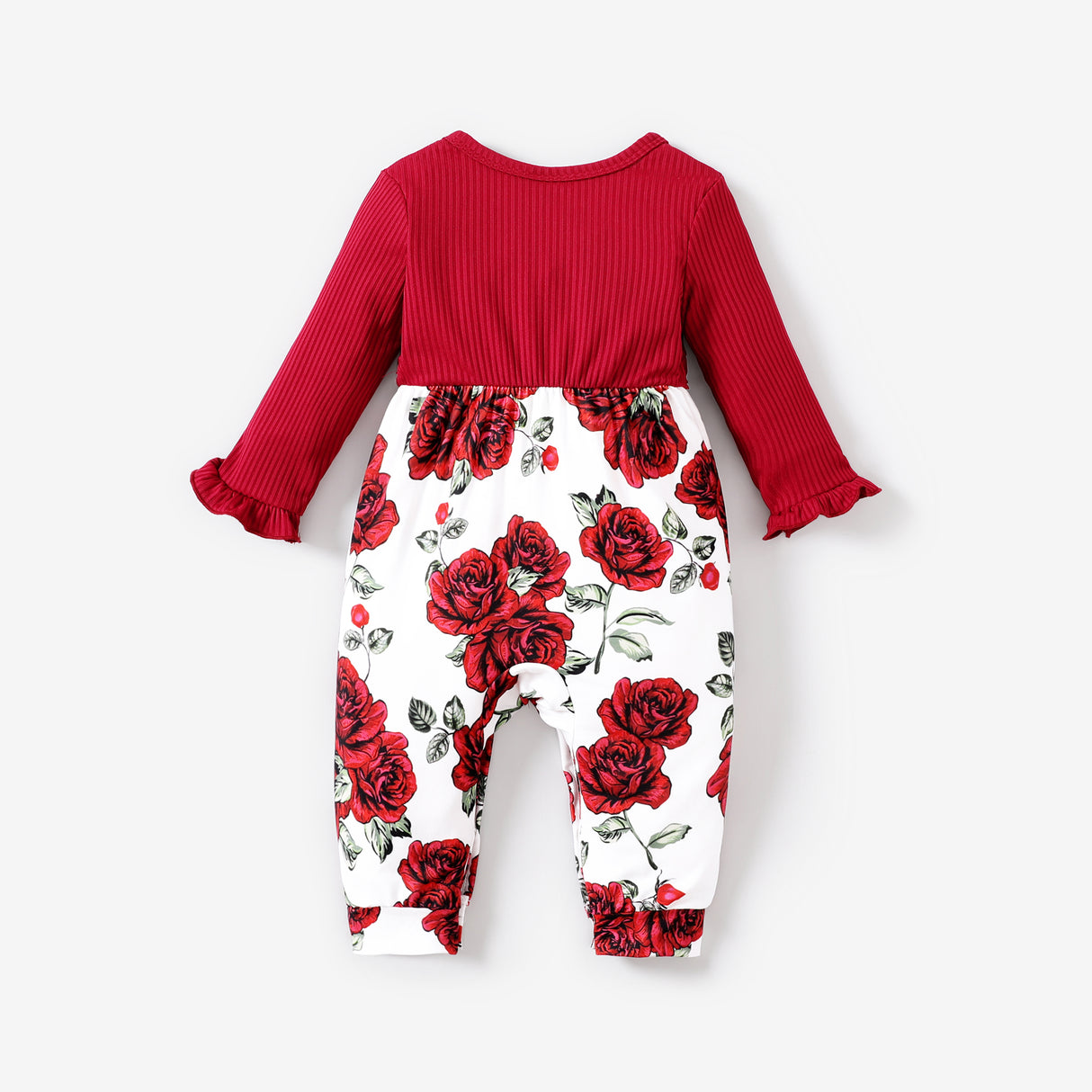Baby Girl Sweet Big Flower Print Long Sleeve Jumpsuit