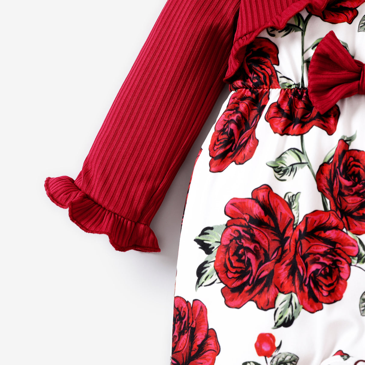 Baby Girl Sweet Big Flower Print Long Sleeve Jumpsuit
