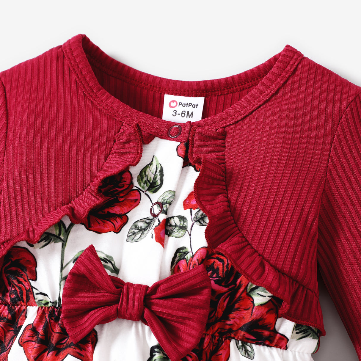 Baby Girl Sweet Big Flower Print Long Sleeve Jumpsuit