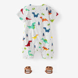 100% Cotton Dinosaur Print Short - sleeve Grey Baby Romper - MomYom PK