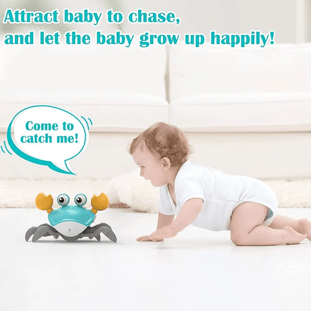 Musical Crawling Crab Toy With Obstacle Avoidance Sensor - Help Baby Crawl