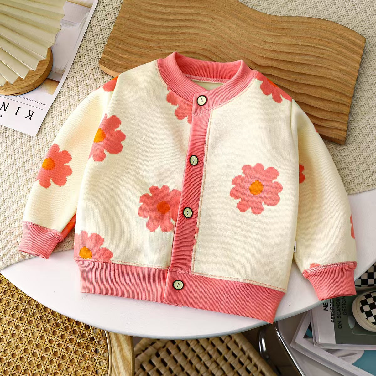 Autumn and winter new children's knitted coat boys and girls baby warm cardigan thickened sweater