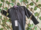 Boys Black Kurta Pajama Set with Shoulder Detailing – Kids Ethnic Wear