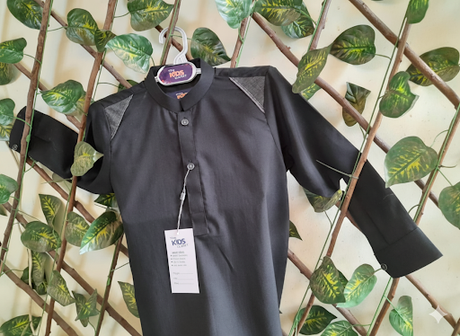 Boys Black Kurta Pajama Set with Shoulder Detailing – Kids Ethnic Wear