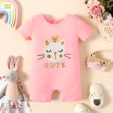 Baby Half Romper- Cute Kitty - Pink