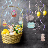 8 - pack Easter Hanging Swirl Spiral Pendant Decor Easter Egg Bunny Rabbit Hanging Ceiling Decorations for Home Classroom Easter Party Supplies - MomYom PK