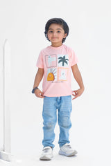Hurricane Be Little - Half Sleeves T-Shirts For Kids - Pink - SBT-356