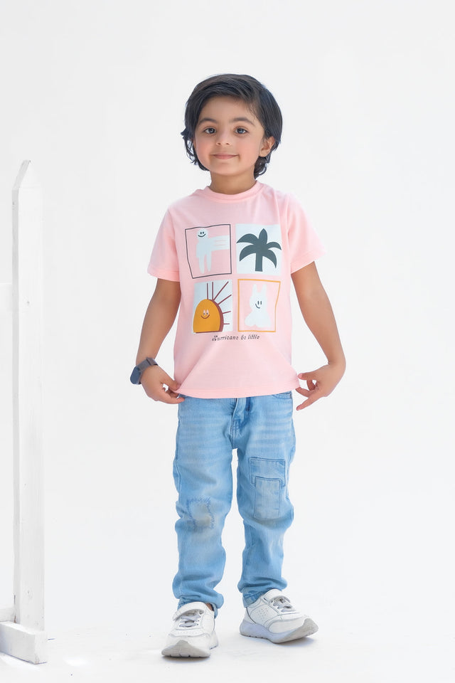 Hurricane Be Little - Half Sleeves T-Shirts For Kids - Pink - SBT-356