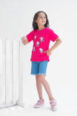 Believe in Unicorn - Half Sleeves T-shirts For Kids - Dark Pink