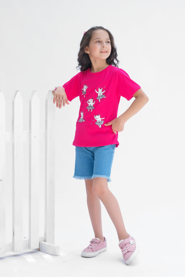 Believe in Unicorn - Half Sleeves T-shirts For Kids - Dark Pink