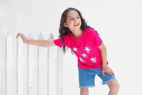 Believe in Unicorn - Half Sleeves T-shirts For Kids - Dark Pink
