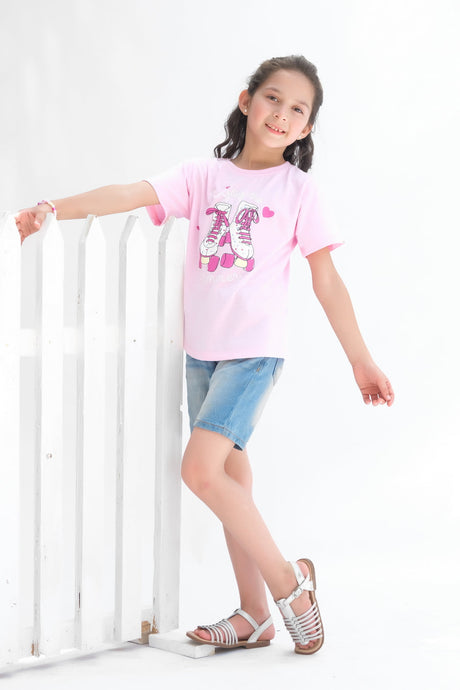 Enjoy The Summer Half Sleeves T-shirts For Kids - Pink