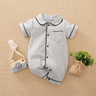 Baby Girl/Boy Solid Cotton Color-block Short Sleeves Lapel Jumpsuit