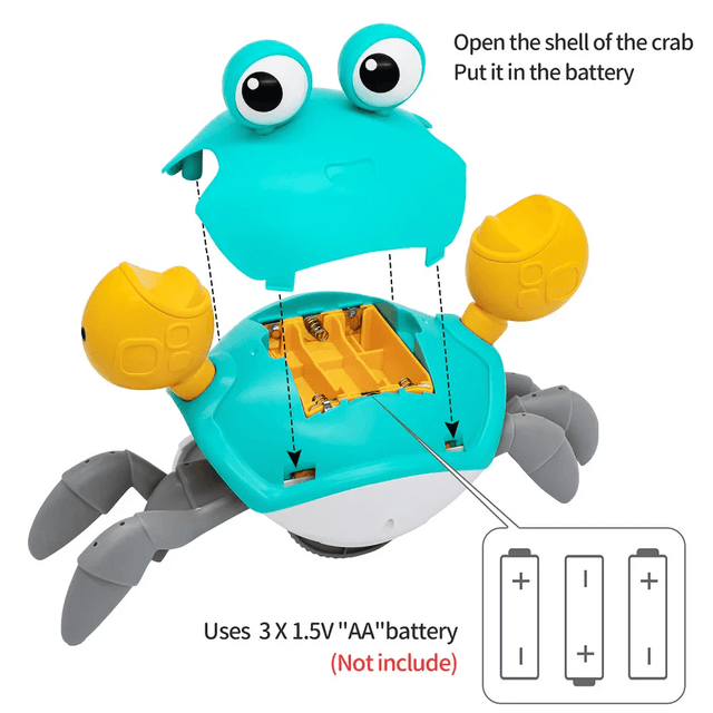 Musical Crawling Crab Toy With Obstacle Avoidance Sensor - Help Baby Crawl