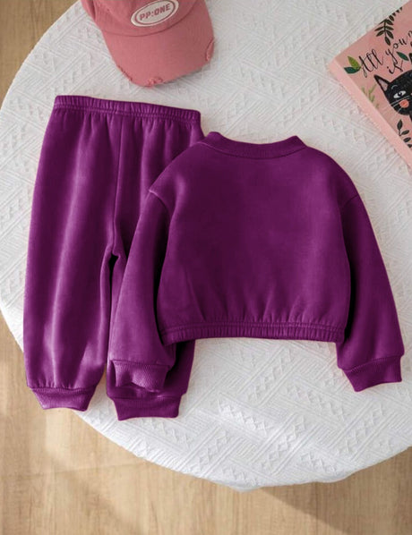 Purple Vibes - Mini Style Zip Up Fleece Tracksuit for Kids