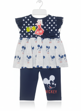 Baby Girls Mickey Mouse Two-Piece Outfit – Polka Dot Top & Leggings Set