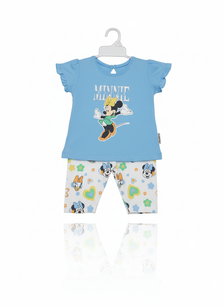 Baby Girls Minnie & Mickey Two-Piece Outfit – Peach Top & Red Leggings Set