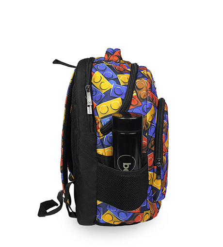 Bembel 16 Inch Blocks Premium School Backpack for Kids – Spacious, Durable & Comfortable with Laptop Sleeve (100275)