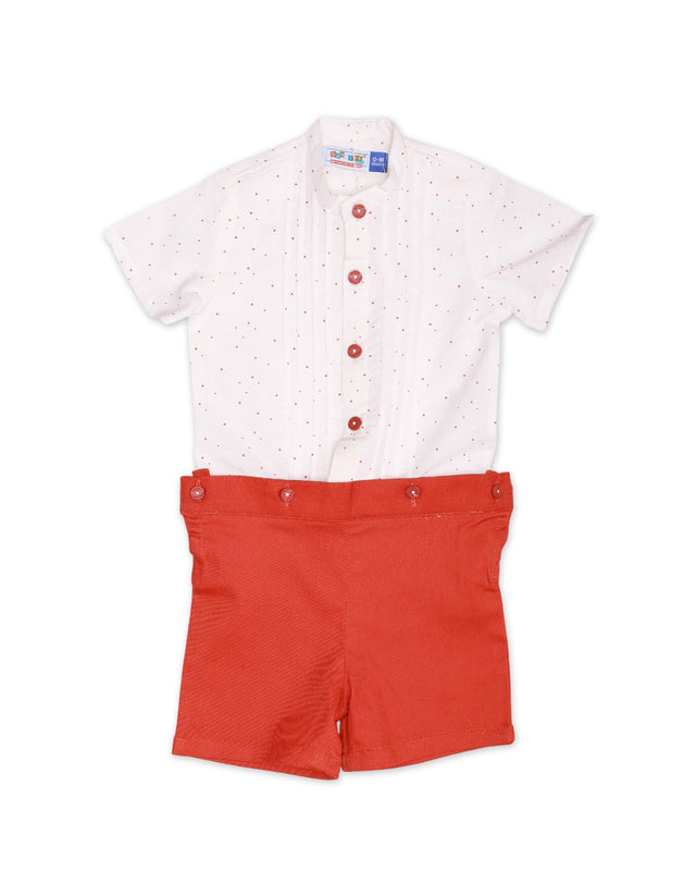 Bodysuit Fancy With Pleats Rust Infant