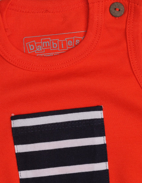 Bodysuit Kangaroo Pocket Orange Infant