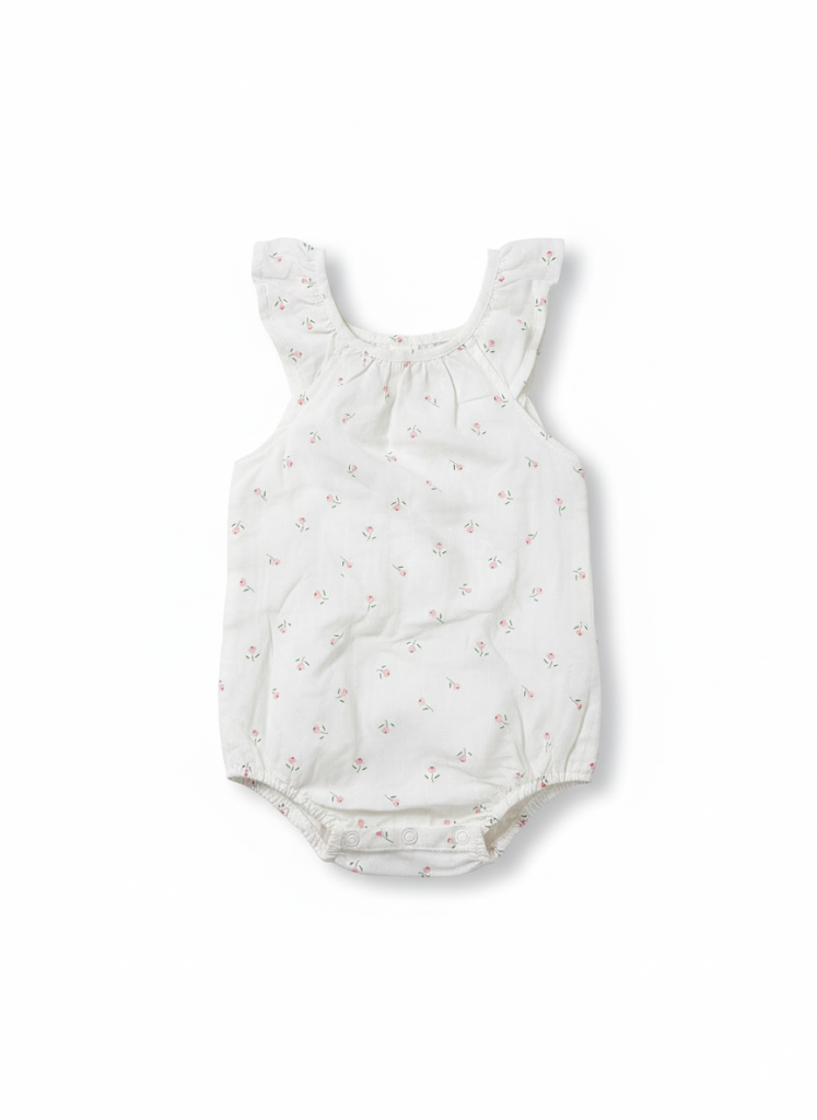 Bodysuit Yolk Sleeve Pink Flower Infant