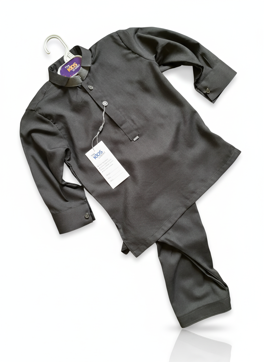 Boys Black Kurta Pajama Set – Elegant Kids Ethnic Wear