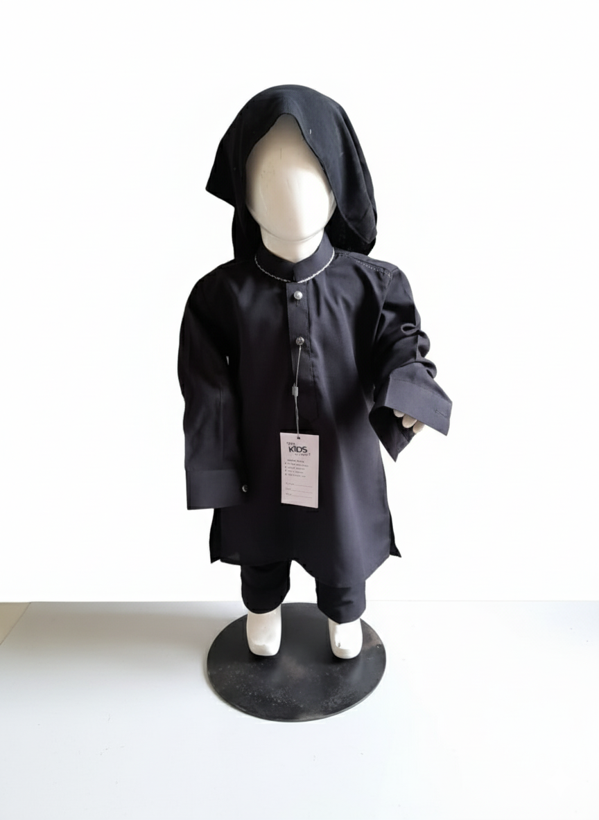 Boys Black Kurta Pajama Set – Kids Traditional Wear